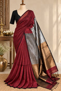 Aarohi- The wine khadi cotton sari