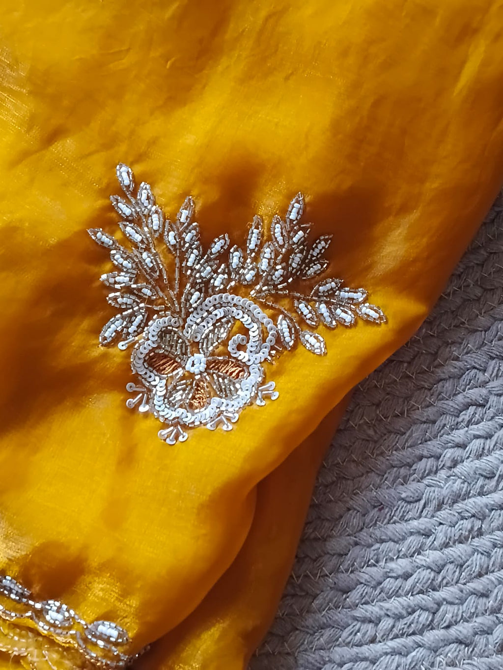 Aabha – Marigold Hand-Embellished Saree