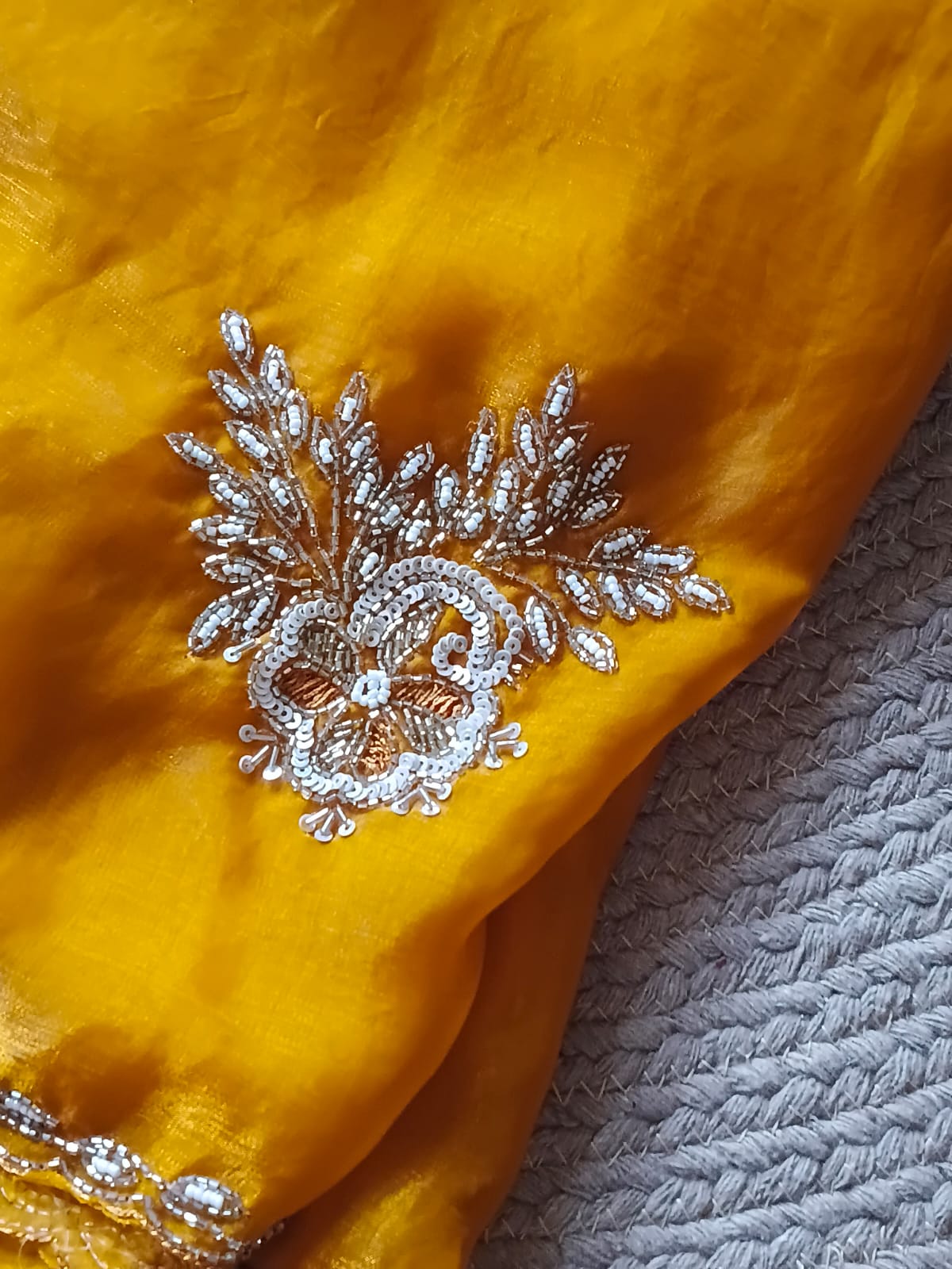 Aabha – Marigold Hand-Embellished Saree