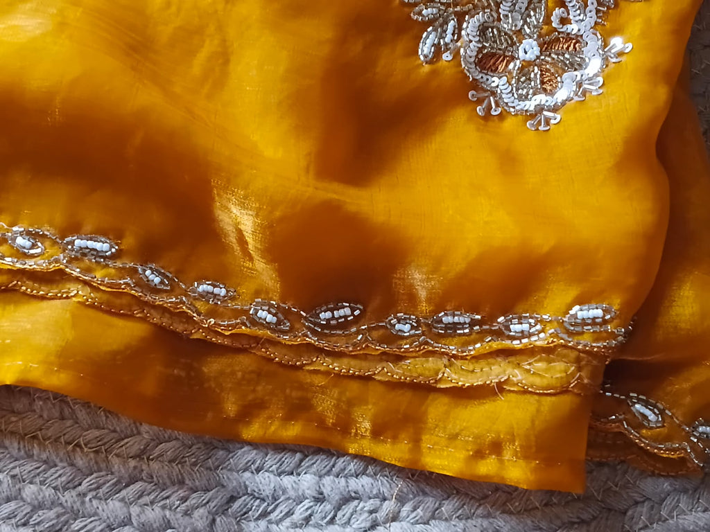 Aabha – Marigold Hand-Embellished Saree