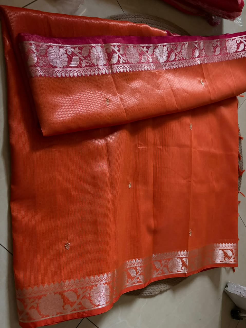 Kota Zari Saree-Orange & Pink contrast
