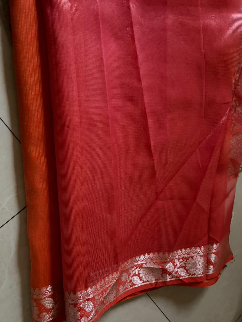 Kota Zari Saree-Orange & Pink contrast
