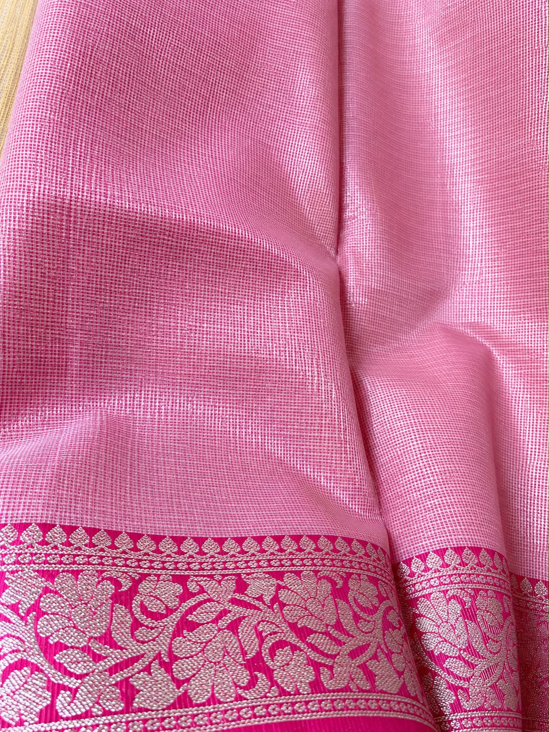 Zari Kota Saree-Yellow & Pink contrast