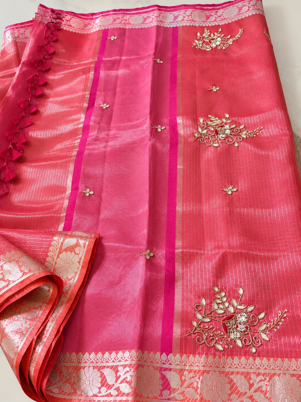 Zari Kota Saree – Magenta Pink