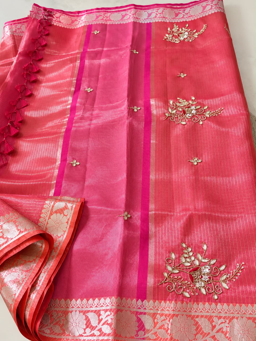 Zari Kota Saree – Magenta Pink