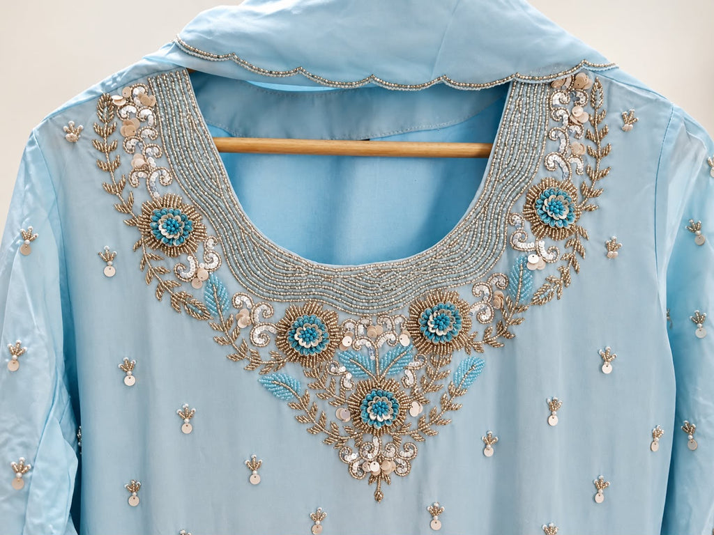 Neelambari - Hand Embroidered 3pc suit